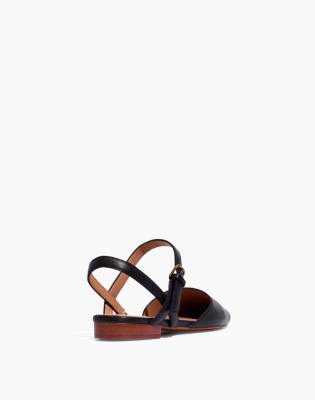 The Jeanne Slingback Flat in Leather in true black image 3