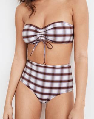 checkered bandeau bikini