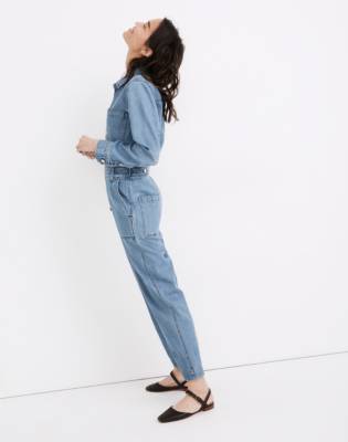 petite denim jumpsuit