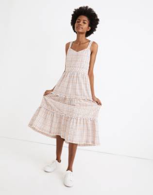 gingham tiered dress