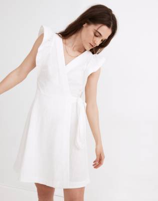 Ruffle-Sleeve Wrap Mini Dress