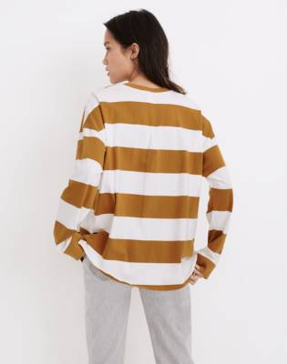 (Re)sourced Cotton Newville Tee in Lindell Stripe in sahara sand image 3
