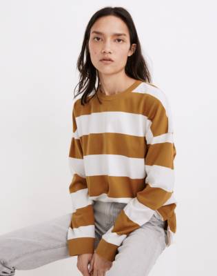 (Re)sourced Cotton Newville Tee in Lindell Stripe in sahara sand image 1