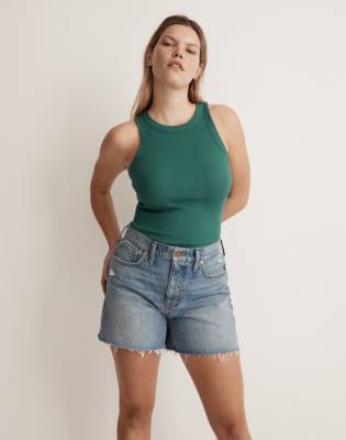 Madewell Brightside Cutaway Tank In Jade Green