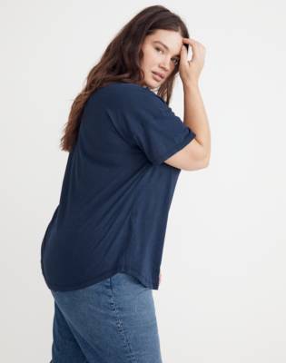 Madewell Plus Whisper Cotton Rib-crewneck Tee In Dark Nightfall