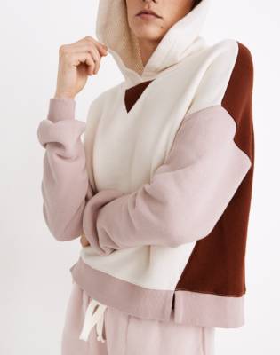 MWL Airyterry Hoodie Sweatshirt in Colorblock in antique cream image 2