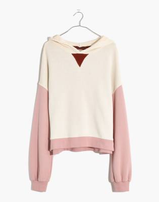 MWL Airyterry Hoodie Sweatshirt in Colorblock in antique cream image 4