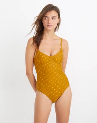 yellow polka dot one piece swimsuit