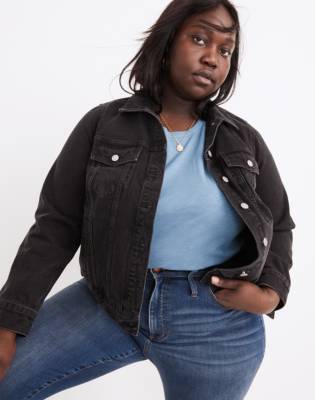 black jean jacket womens plus