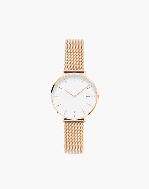 Solios Watches The Mini Solar White - Mesh Strap in rose gold image 1