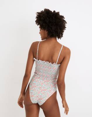 striped and floral one piece swimsuit