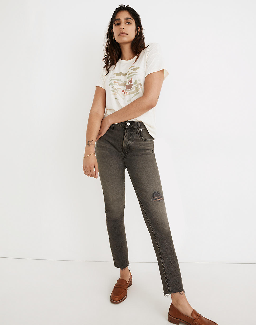 The Perfect Vintage Jean in Cosner Wash: Knee-Rip Edition in cosner wash image 1