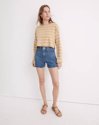 Madewell Supercrop Long-sleeve Tee In Celestial Blue