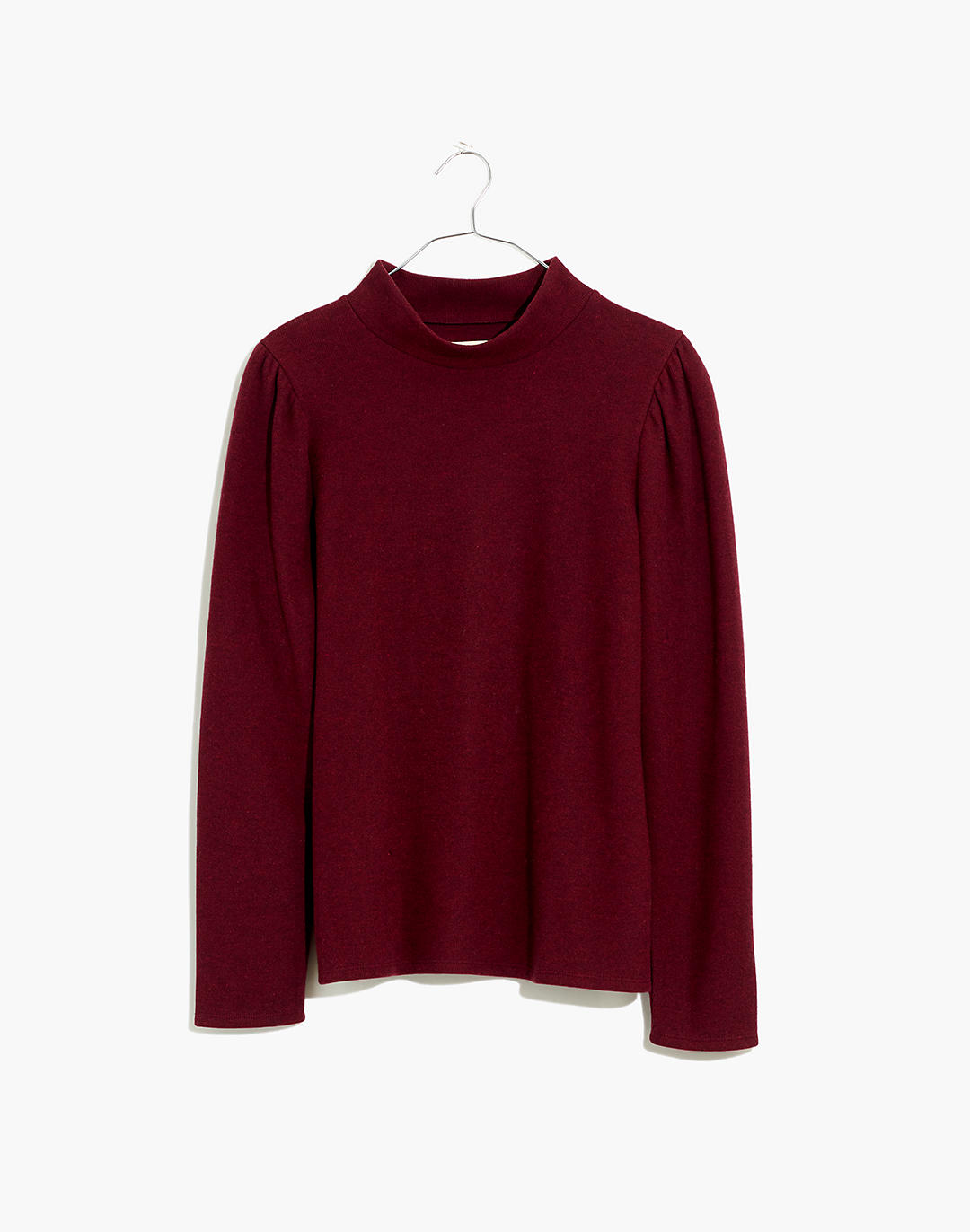 Re)sourced Plush Mockneck Puff-Sleeve Top