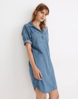 short sleeve denim shirt dress