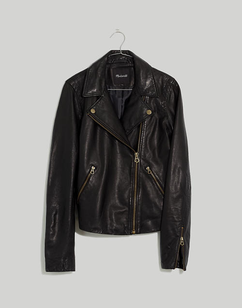Madewell Washed Leather Motorcycle Jacket: Brass Hardware Edition