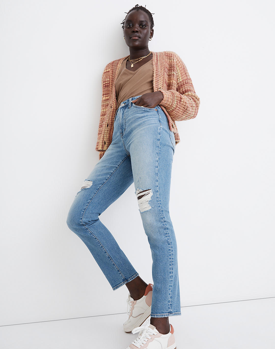 The Curvy Perfect Vintage Jean in Denman Wash: Ripped Edition in denman wash image 1