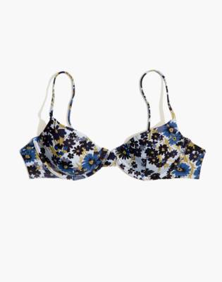 Madewell Second Wave Underwire Bikini Top in Daisy Reverie in dusty pool image 4