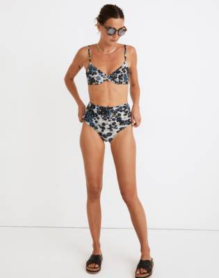 Madewell Second Wave Underwire Bikini Top in Daisy Reverie in dusty pool image 1