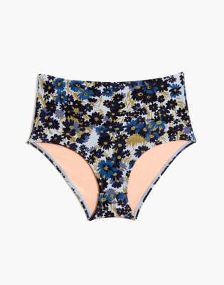 Madewell Second Wave Retro High-Waisted Bikini Bottom in Daisy Reverie