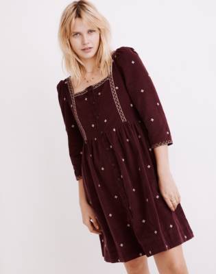 button corduroy dress