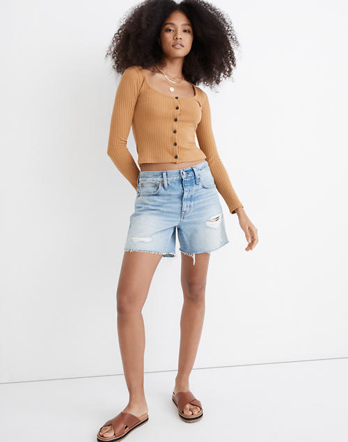 Relaxed Mid-Length Denim Shorts in Steenwick Wash