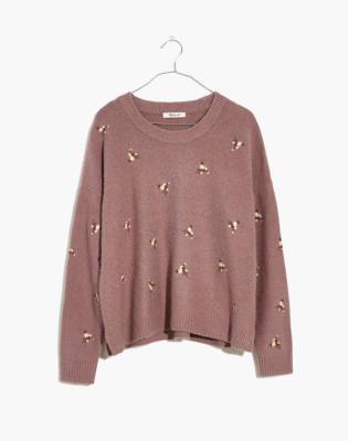 madewell flower embroidered pullover sweater