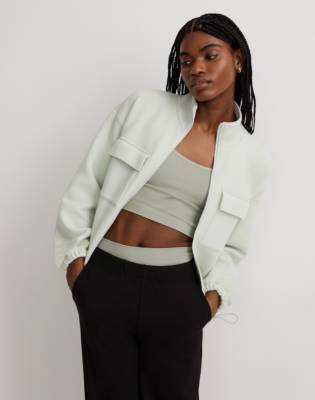Madewell Mwl Quilted Jacquard Zip Jacket In Iced Mint