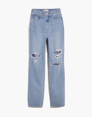 Plus Baggy Straight Jeans in Earlhurst Wash: Ripped Edition