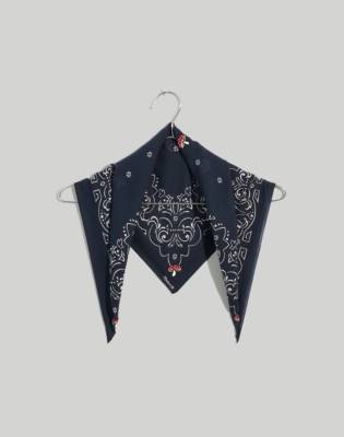 Madewell Embroidered Organic Cotton Bandana In Deep Indigo