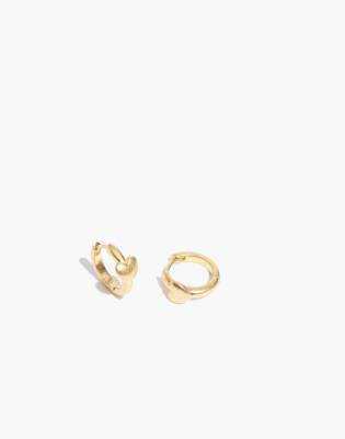 Puffed Heart Huggie Hoop Earrings