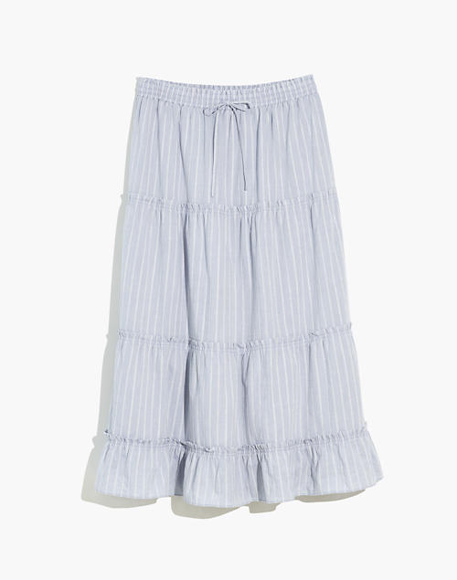 Striped Pull-On Ruffle Tiered Maxi Skirt in as per header image 5