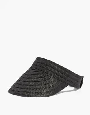 Madewell Packable Braided Straw Visor In Almost Black
