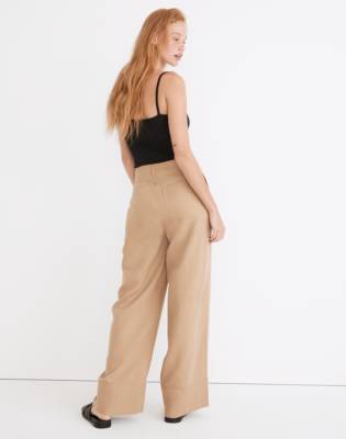 Button-Front Cuffed Wide-Leg Pants in 