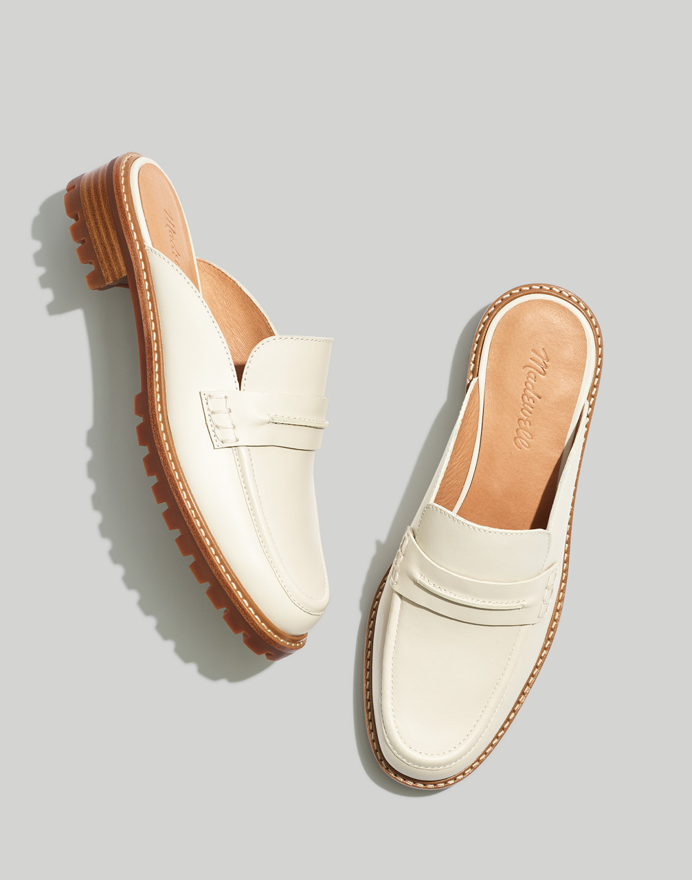 Mw The Corinne Lugsole Loafer Mule In Pale Oyster