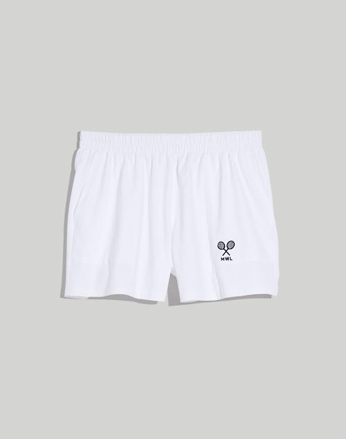 MWL Embroidered Tennis Pull-On Seamed Shorts