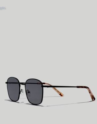 Madewell Fest Square Aviator Sunglasses In True Black | ModeSens