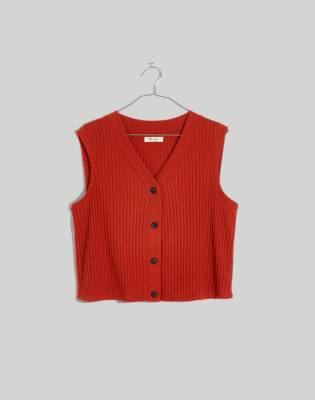 Madewell Pointelle Button-front Crop Tank In Etruscan Clay