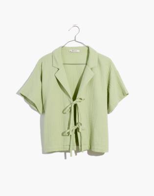 Madewell Lightestspun Tie-Front Cover-Up Crop Shirt