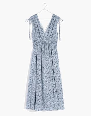 Joanna Smocked Midi Dress in Florentine Floral in glassware blue image 5