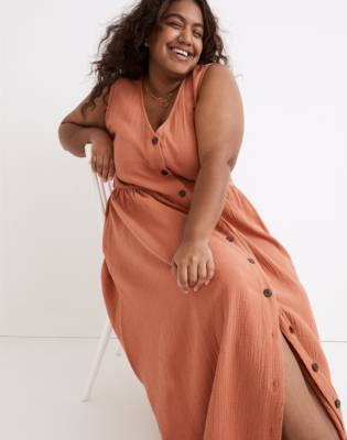 button down midi dress plus size