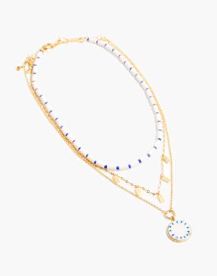 Three-Piece Hand-Painted Vacanza Necklace Set in vintage gold, Madewell