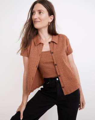 Knit Textured Button-Front Shirt