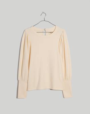 Madewell Brushed Puff-sleeve Top In Antique Cream