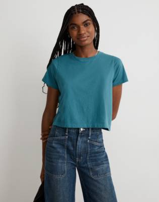 Madewell Softfade Cotton Lakeshore Crop Tee In Coastal Sea