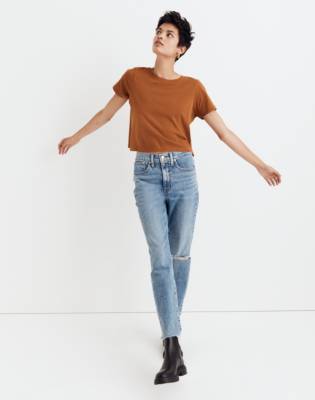 Madewell Softfade Cotton Lakeshore Crop Tee In Acorn