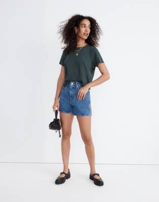 Mw Softfade Cotton Lakeshore Crop Tee In Dark Palm