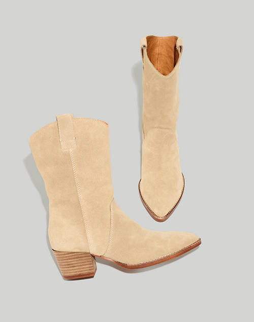 The Cassity Tall Western Boot in Suede in walnut shell image 1
