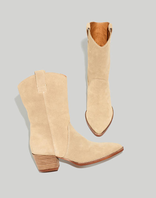 The Cassity Tall Western Boot in Suede in walnut shell image 1