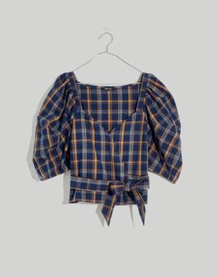 Sweetheart Wrap Top in Plaid